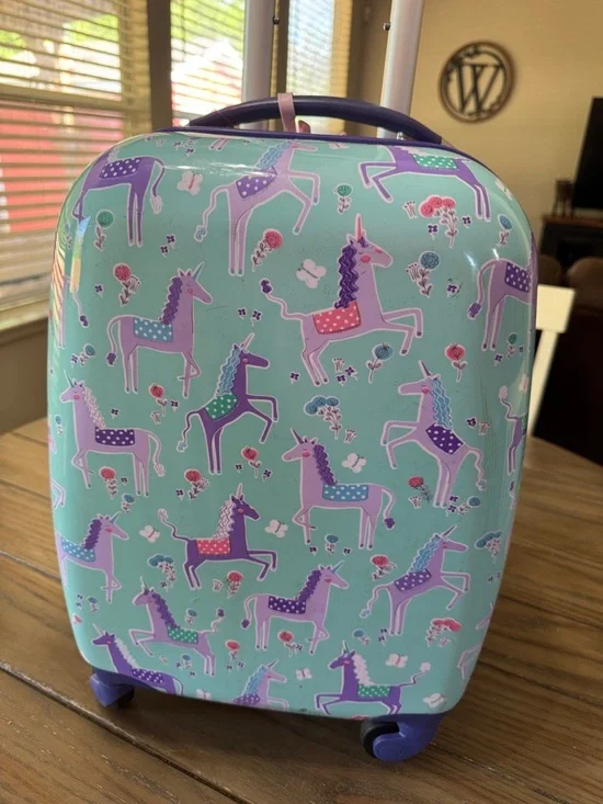 Pottery Barn Kids Girls Mackenzie Unicorn Hard Sided Spinner Travel Suit Case. - Picture 1 of 16